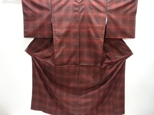 格子織り出し米沢紬着物アンサンブル